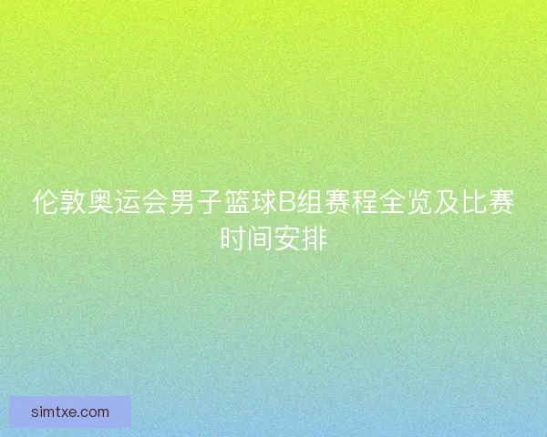 伦敦奥运会男子篮球B组赛程全览及比赛时间安排